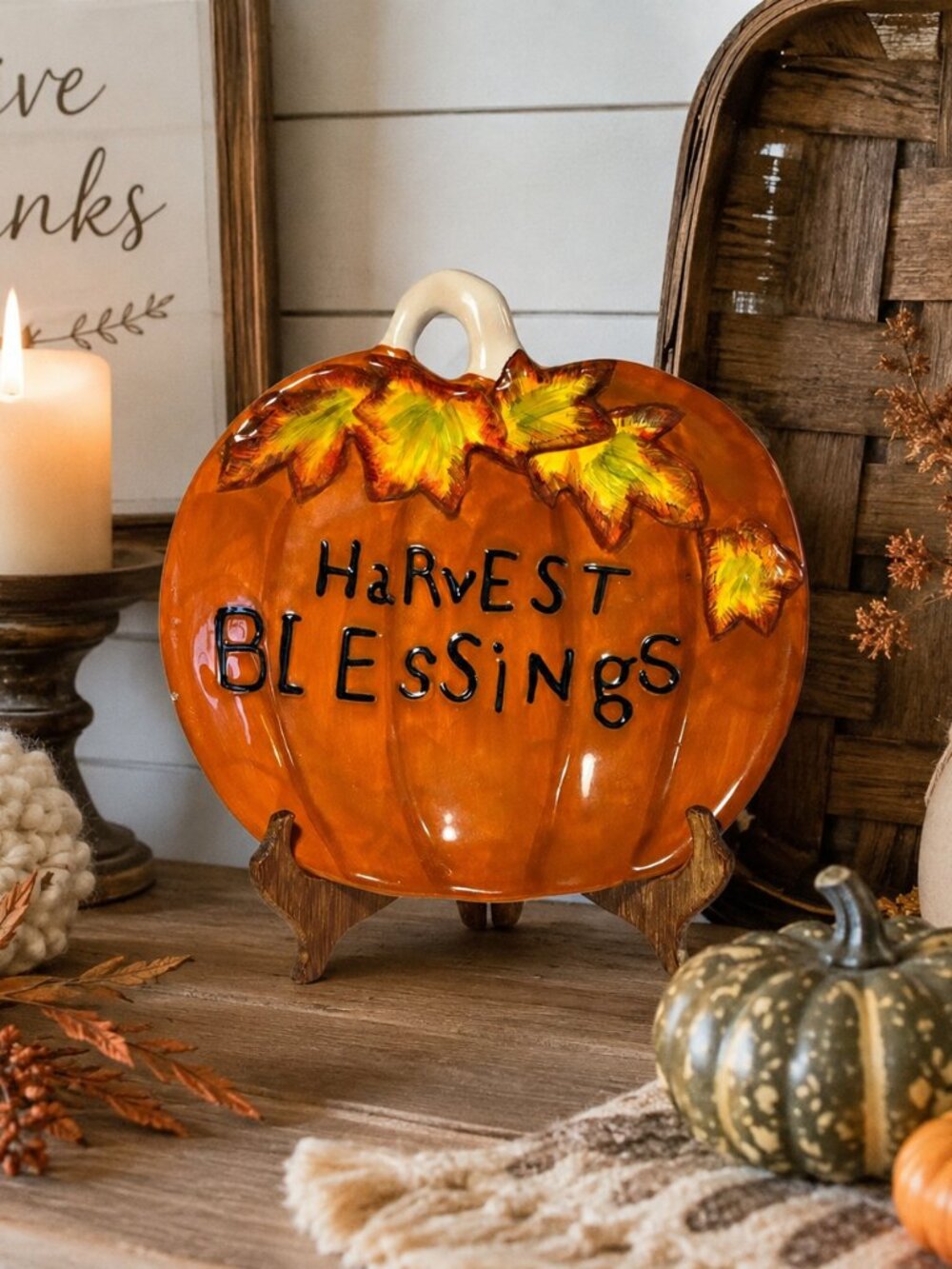 Harvest Spice Harvest Blessings Pumpkin Wall Hanging Fall Thanksgiving Decor